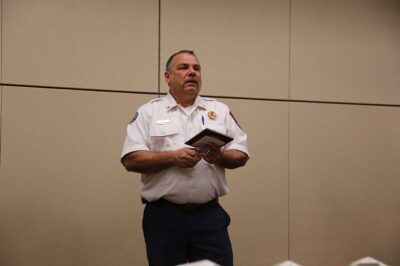 EMS Instructor Winner - Vince Speziale, SCFD4 (Division Chief Bob Bender accepting award for Vince, who was out-of-town.) Other Instructor nominees: Tom Rose (AMR), Doug Presta (SCFD8/INHS)